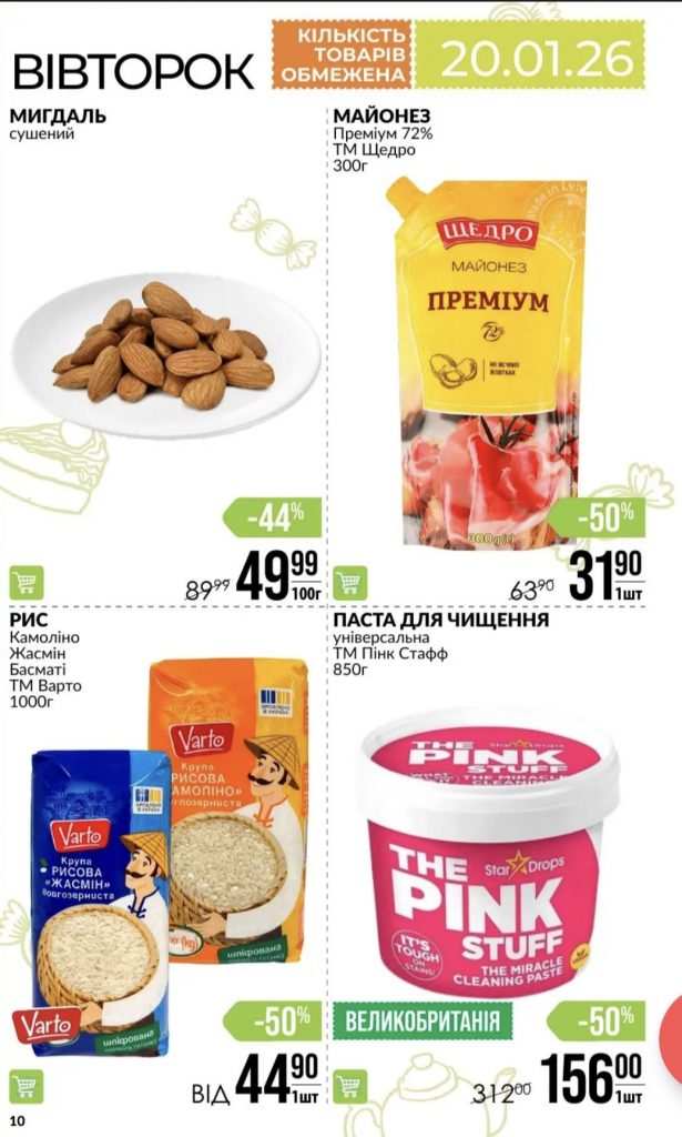 Товары дня в Varus: акции на 20 января — лучшие цены на популярные позиции