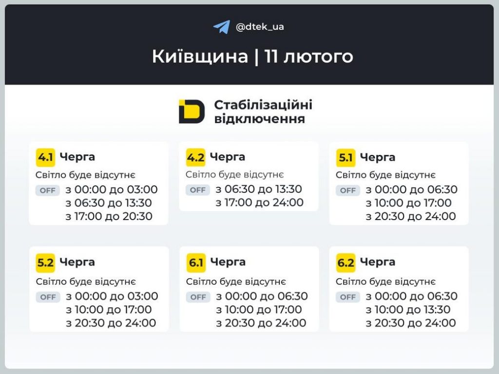 Когда не будет света в Киевской области 11 февраля: график на день