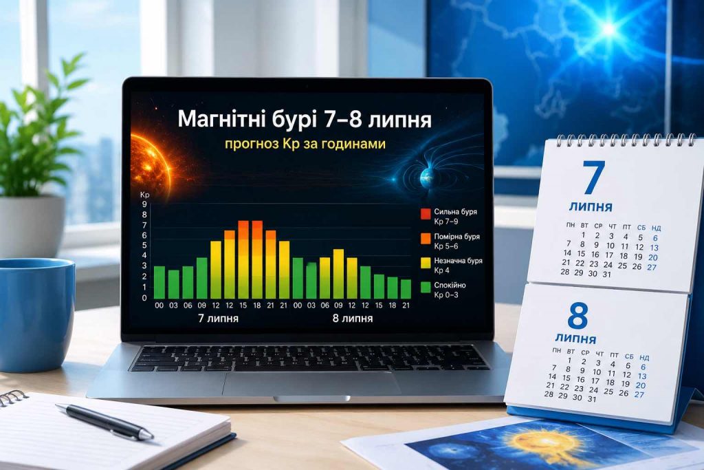 Магнитные бури 7–8 июля 2026: будет ли шторм и какой Kp ожидается по часам
