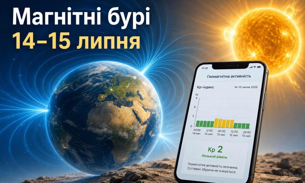 Магнитные бури 14–15 июля 2026: точный Kp по часам и время главного пика
