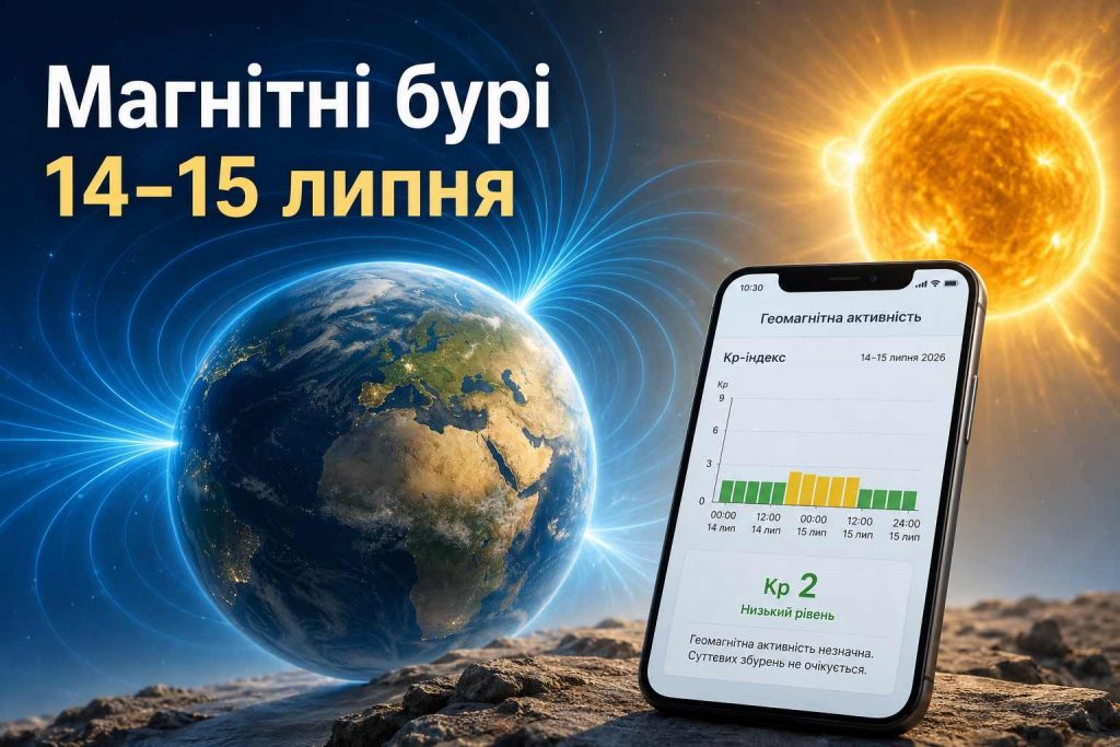 Магнитные бури 14–15 июля 2026: точный Kp по часам и время главного пика