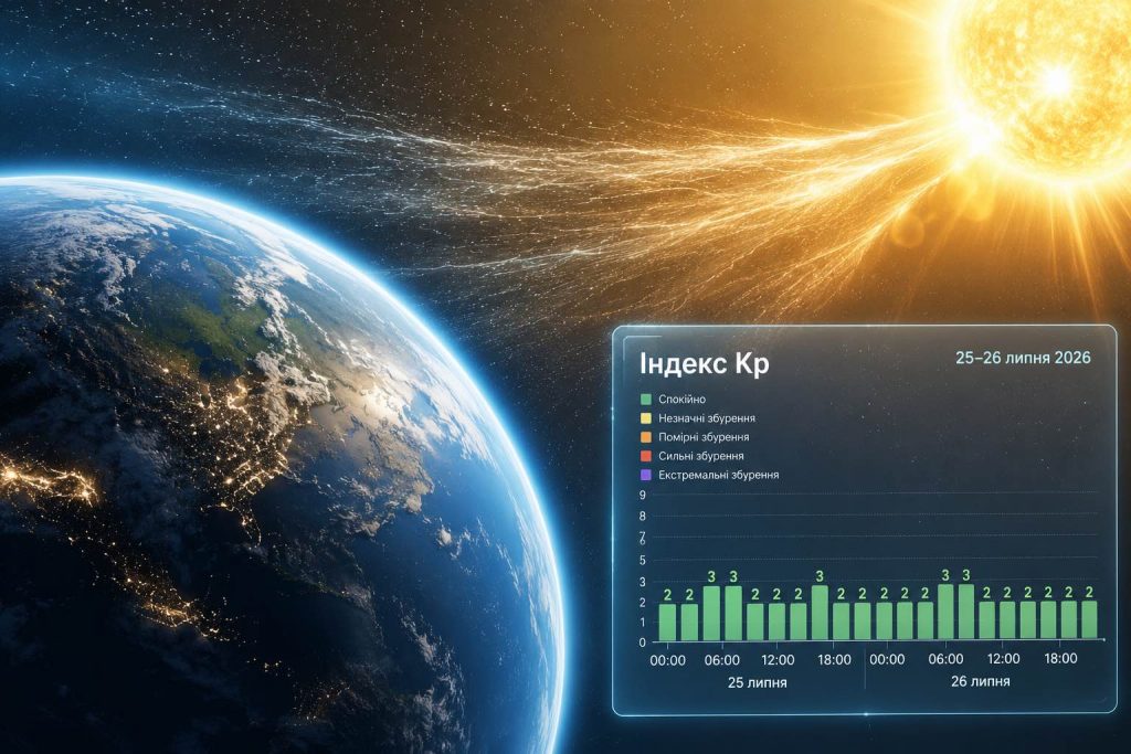 Прогноз магнитных бурь на 25–26 июля: опасные часы и уровень Kp
