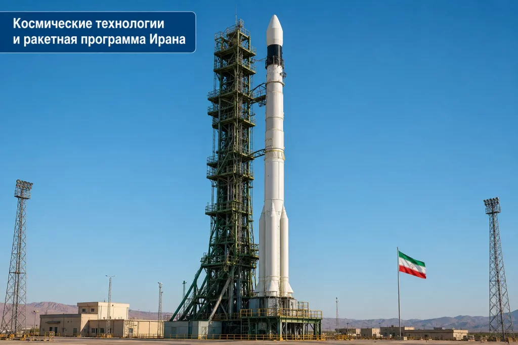 иранская космическая ракета-носитель на стартовом комплексе
