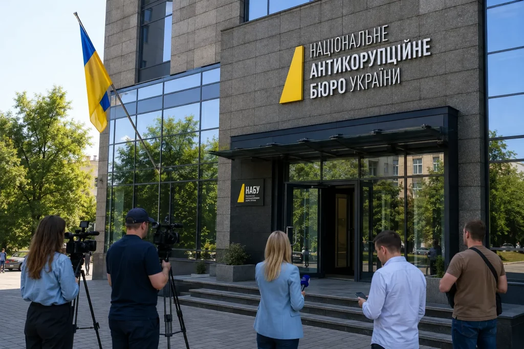 здание НАБУ и официальная символика ведомства