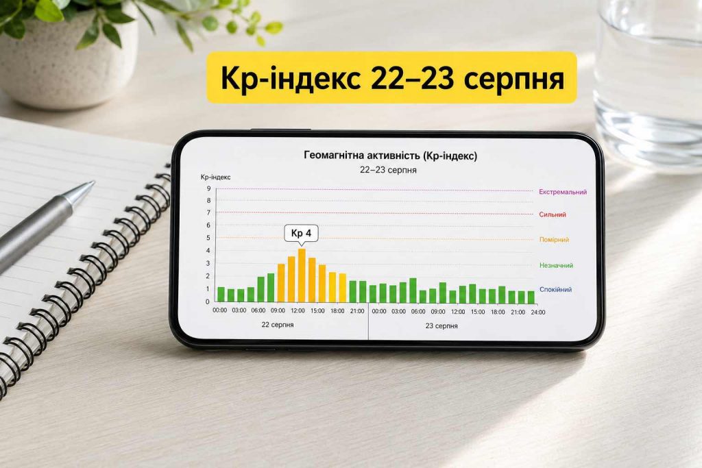 Магнитные бури 22–23 августа 2026: свежий прогноз Kp по часам и время главного пика