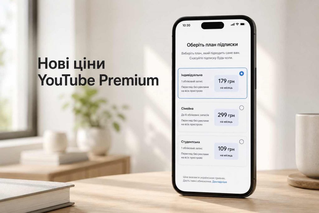 Сколько стоит YouTube Premium в Украине с августа 2026 года: новые цены и доступные тарифы