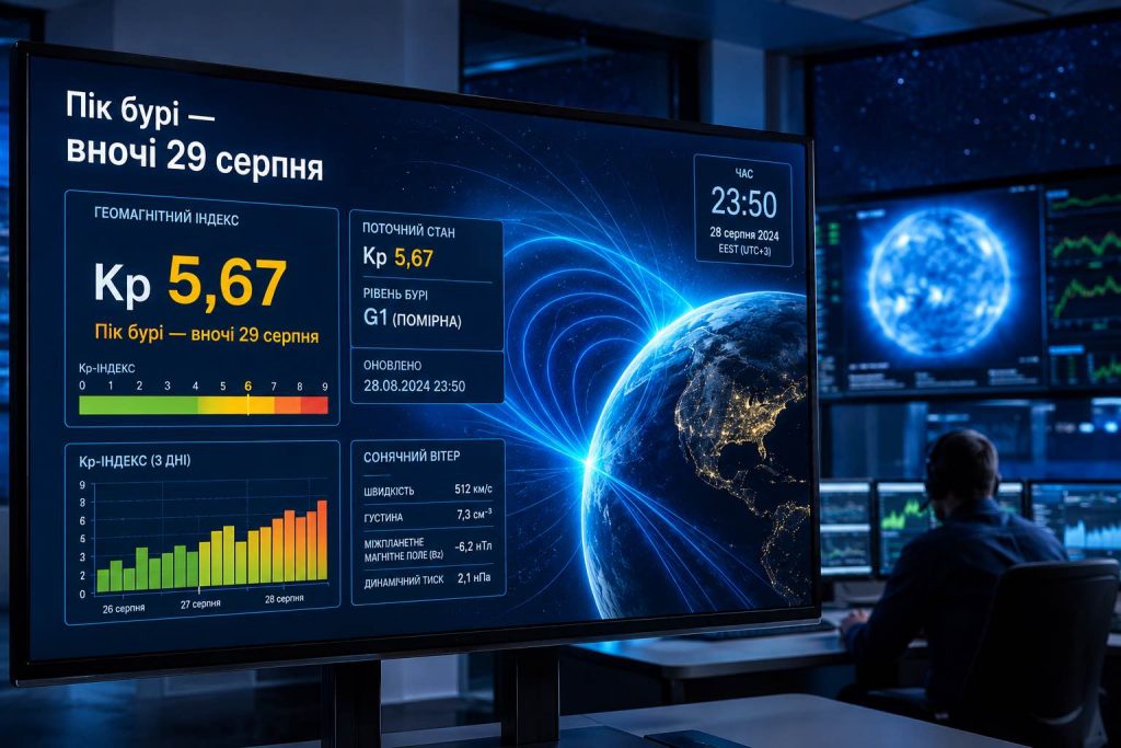 Магнитные бури 29 и 30 августа 2026: точный прогноз Kp и время самого опасного пика