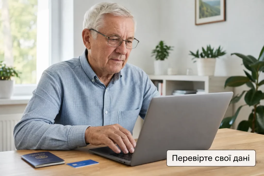 пенсионер проверяет данные и начисления в личном кабинете Пенсионного фонда