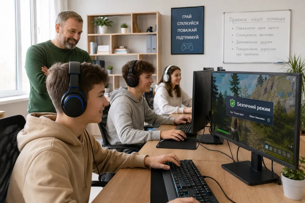 подростки играют в Roblox на домашних компьютерах