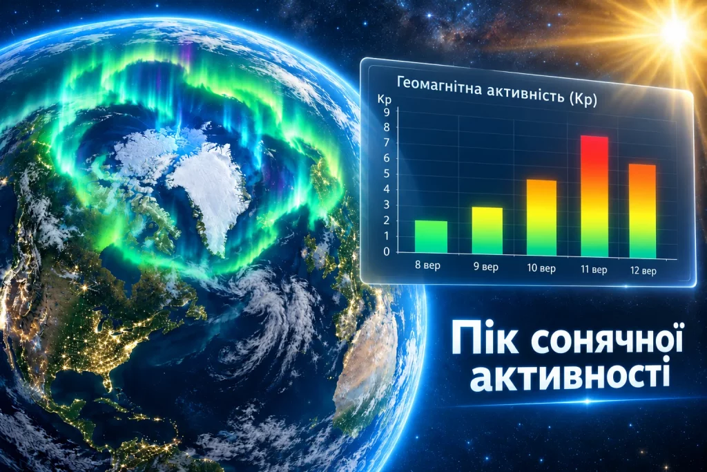 календарь магнитных бурь с обозначением пиковых часов 8–9 сентября 2026 года