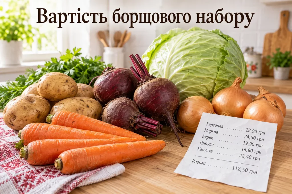 овощи борщевого набора с ценниками в гривнах