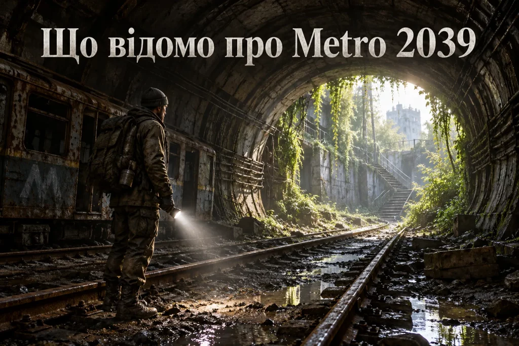 Странник в противогазе в тоннелях постапокалиптического метро