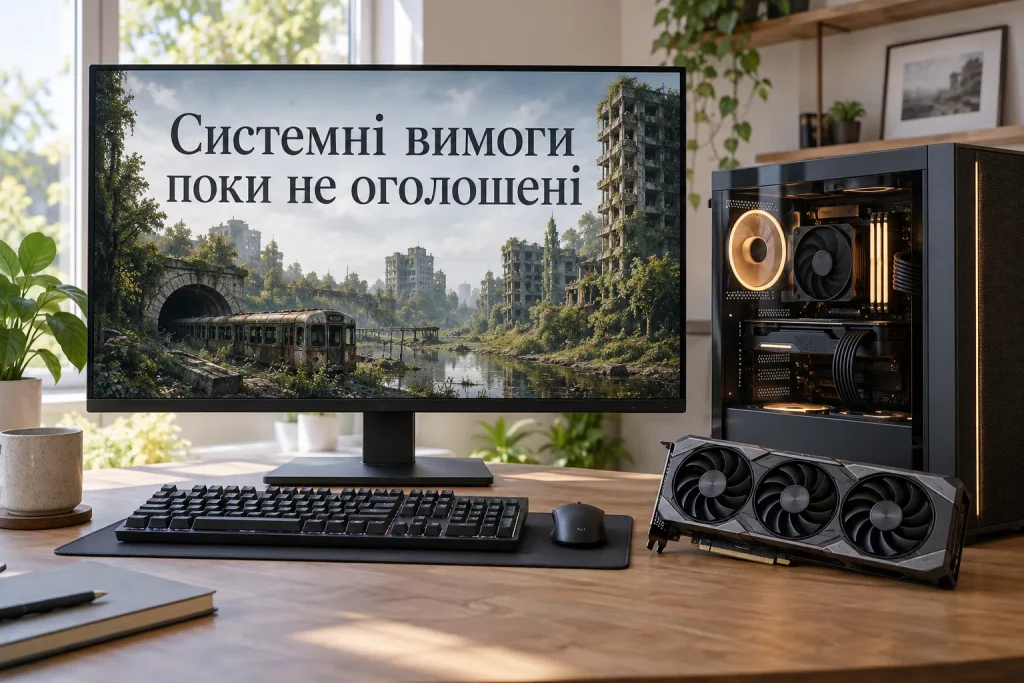 игровой компьютер с открытой страницей Metro 2039