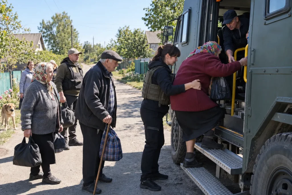 эвакуация жителей из прифронтового села Днепропетровской области