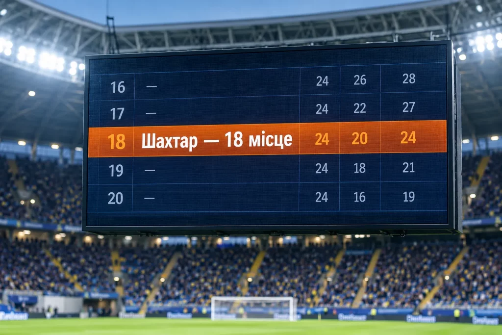 Положение «Шахтера» в таблице Лиги чемпионов после первого тура