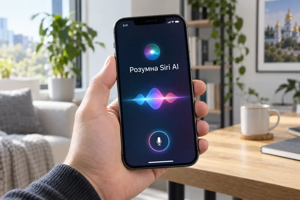 интерфейс Siri AI на экране iPhone