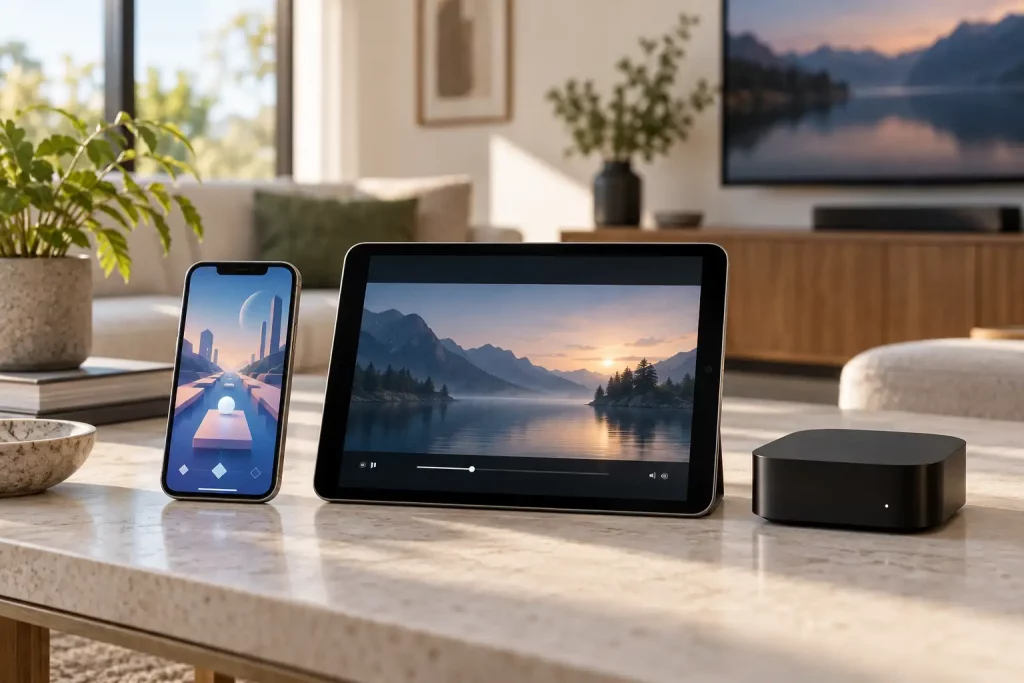 приложения Apple TV и Arcade на экране устройств Apple