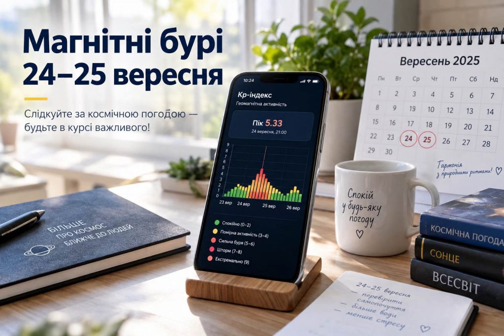 Когда будет магнитная буря 24–25 сентября: Kp-индекс по часам для Украины Когда будет магнитная буря 24–25 сентября: Kp-индекс по часам для Украины