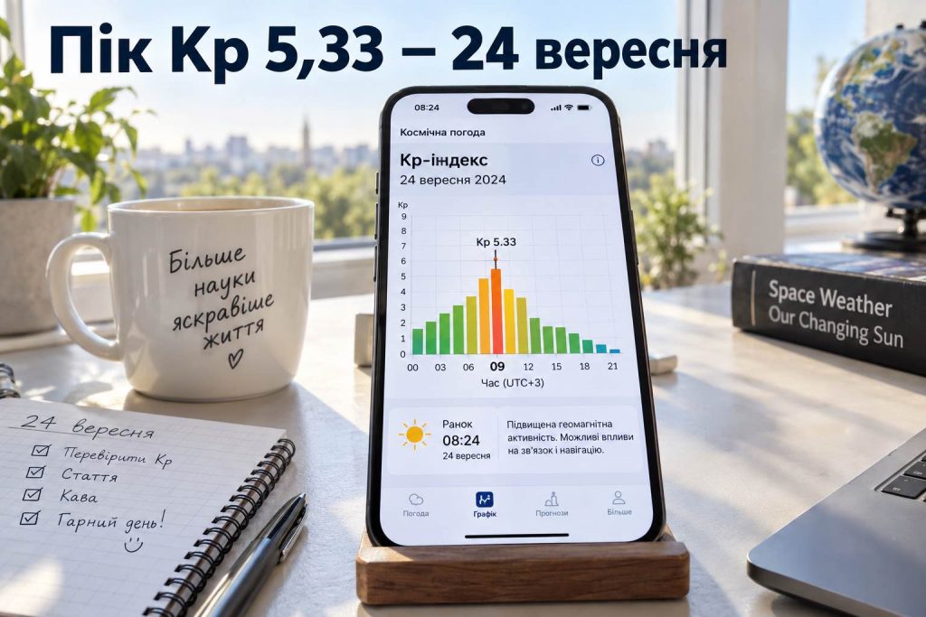 Когда будет магнитная буря 24–25 сентября: Kp-индекс по часам для Украины