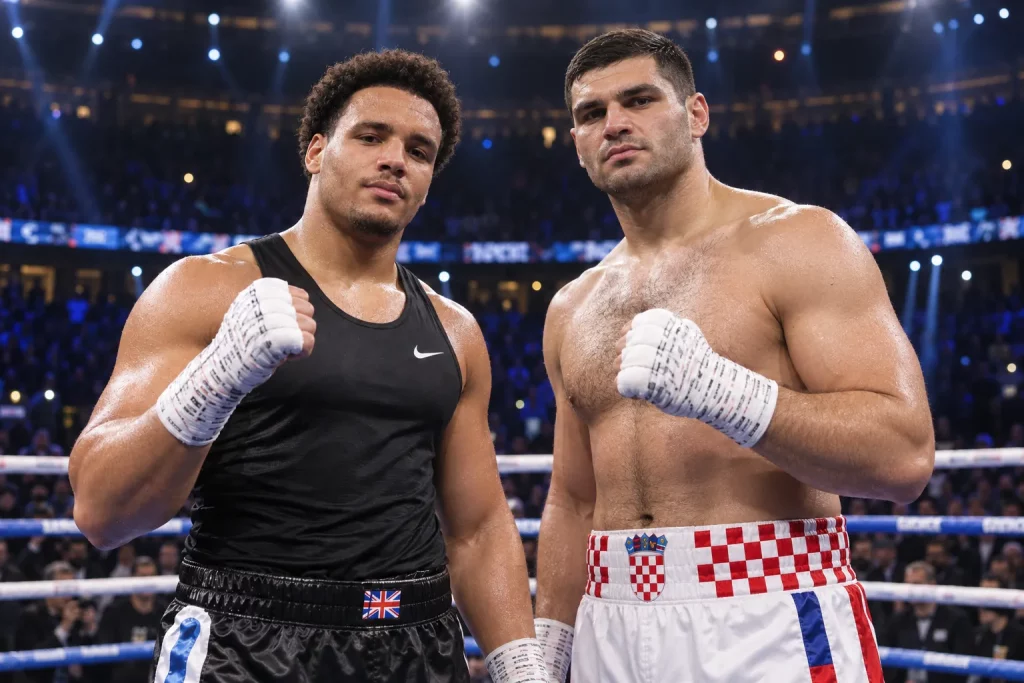 Филипп Хргович и Мозес Итаума во время боя за титул IBF