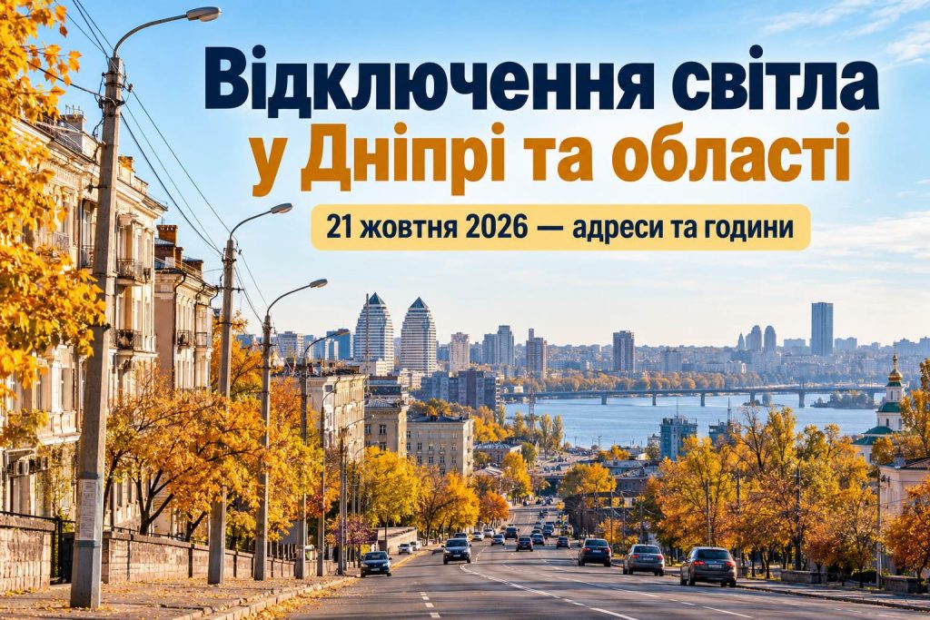 Где не будет света в Днепре и области 21 октября: полный список улиц и время отключений