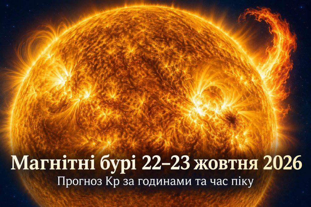 Магнитная буря 22–23 октября 2026: точный график Kp по часам и прогноз для Украины